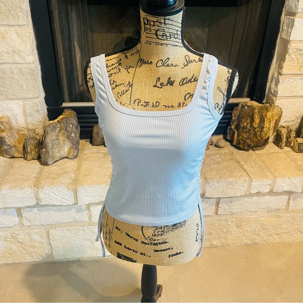 Women's Blue Ribbed Tank Top